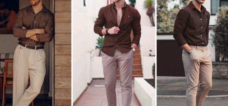 Khaki Pants With Brown T-Shirt