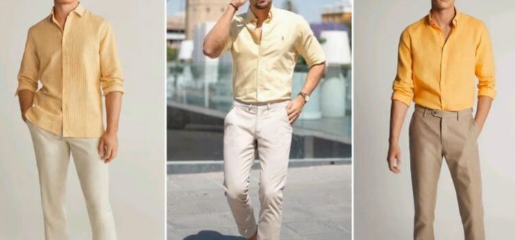 Khaki Pants with Yellow T-Shirt