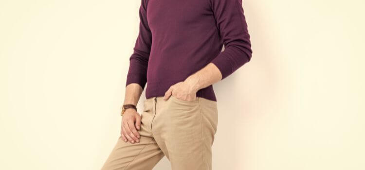 Khaki Pants with a Burgundy Shirt