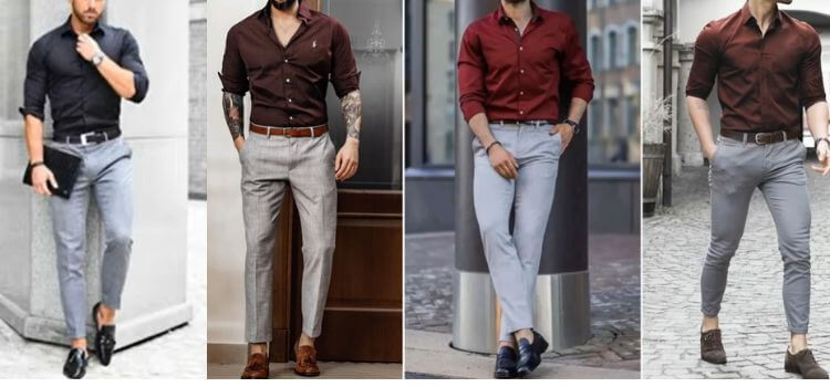 what color belt with grey pants